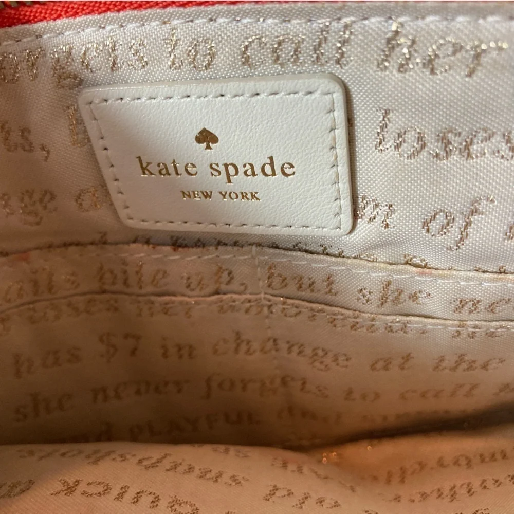 Kate Spade coral red glossy wristlet clutch wallet P091